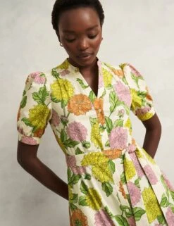 Pure Cotton Floral Notch Neck Skater Dress -Marks And Spencer Shop Pure Cotton Floral Notch Neck Skater Dress 5