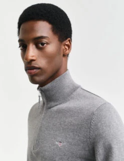 Gant Pure Cotton Funnel Neck Half Zip Jumper -Marks And Spencer Shop Pure Cotton Funnel Neck Half Zip Jumper 2