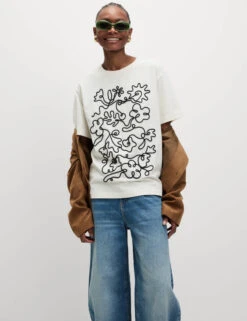 Pure Cotton Graphic Oversized T-Shirt