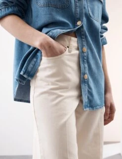 Pure Cotton High Waisted Wide Leg Jean -Marks And Spencer Shop Pure Cotton High Waisted Wide Leg Jean 5