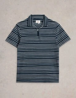 Marks And Spencer Shop -Marks And Spencer Shop Pure Cotton Jacquard Striped Polo Shirt 1