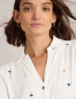 WHITE STUFF Pure Cotton Jersey Embroidered Shirt -Marks And Spencer Shop Pure Cotton Jersey Embroidered Shirt 4