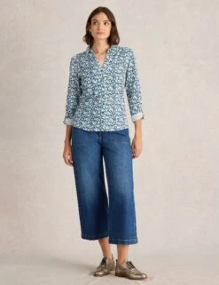 WHITE STUFF Pure Cotton Jersey Printed Collared Shirt 20 WHITE STUFF Pure Cotton Jersey Printed Collared Shirt -Marks And Spencer Shop Pure Cotton Jersey Printed Collared Shirt 2