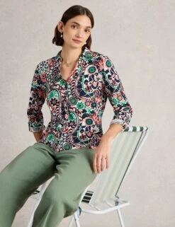 WHITE STUFF Pure Cotton Jersey Printed Shirt