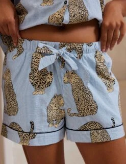 Pure Cotton Leopard Printed Pyjama Set -Marks And Spencer Shop Pure Cotton Leopard Printed Pyjama Set 4