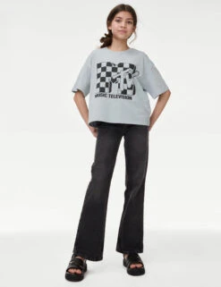 Pure Cotton MTV™ Cropped T-Shirt (6-16 Yrs) -Marks And Spencer Shop Pure Cotton MTV Cropped T Shirt 6 16 Yrs 1 2