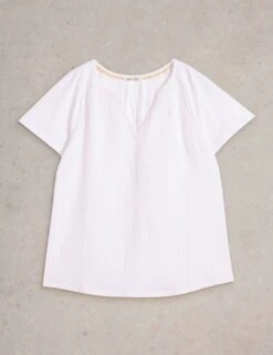 WHITE STUFF Pure Cotton Notch Neck Top