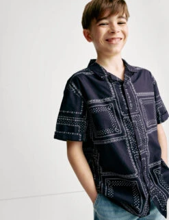 Pure Cotton Patterned Shirt (2-8 Yrs) -Marks And Spencer Shop Pure Cotton Patterned Shirt 2 8 Yrs 1 4