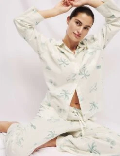 Pure Cotton Printed Revere Pyjama Set