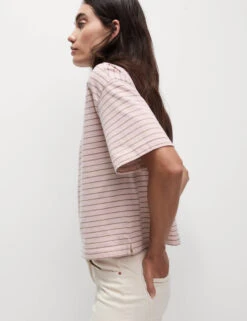 Pure Cotton Relaxed Striped Boxy T-Shirt