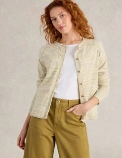 WHITE STUFF Pure Cotton Space Dyed Cardigan
