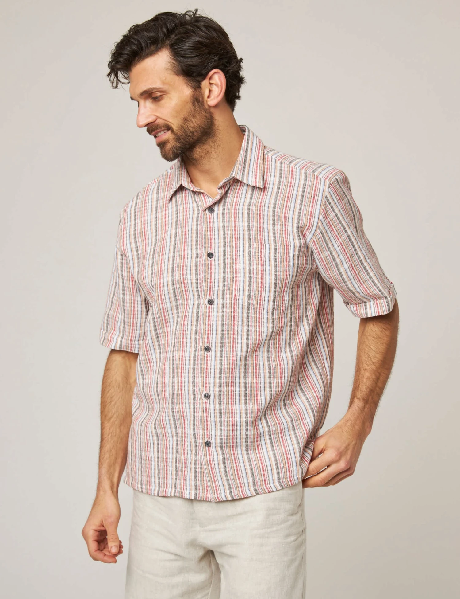 Pure Cotton Striped Beach Shirt 1 Pure Cotton Striped Beach Shirt