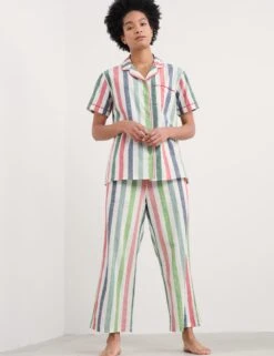 Pure Cotton Striped Cropped Pyjama Set