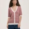 Pure Cotton Striped Short Sleeve Cardigan -Marks And Spencer Shop Pure Cotton Striped Short Sleeve Cardigan