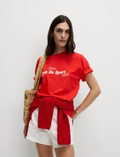 Pure Cotton Textured Regular Fit T-Shirt -Marks And Spencer Shop Pure Cotton Textured Regular Fit T Shirt 2