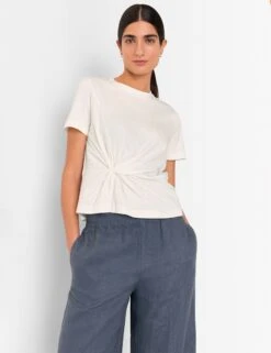 Whistles Pure Cotton Twist Front T-Shirt