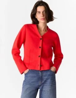 Whistles Pure Cotton V-Neck Button Through Cardigan