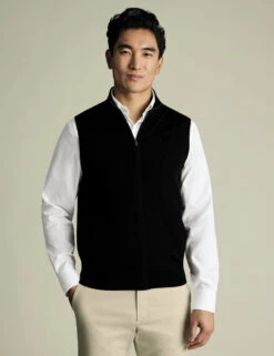 Pure Extra Fine Merino Wool Zip Up Gilet