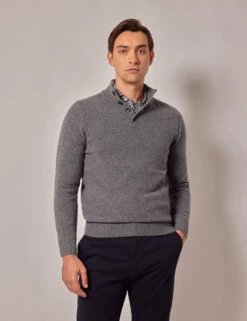 Pure Lambswool Half Button Jumper