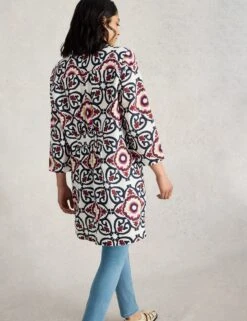 WHITE STUFF Pure Linen Printed V-Neck Collared Tunic -Marks And Spencer Shop Pure Linen Printed V Neck Collared Tunic 3