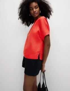 Pure Linen Relaxed T-Shirt 20 Pure Linen Relaxed T-Shirt -Marks And Spencer Shop Pure Linen Relaxed T Shirt 2