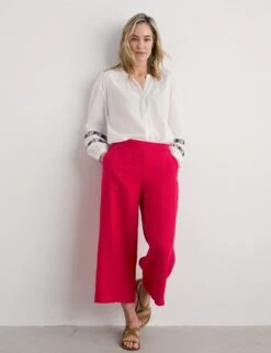 Pure Linen Side Zip Wide Leg Culottes