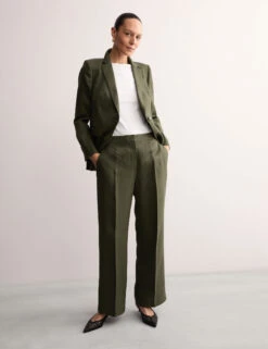 Jaeger Pure Linen Straight Leg Trousers