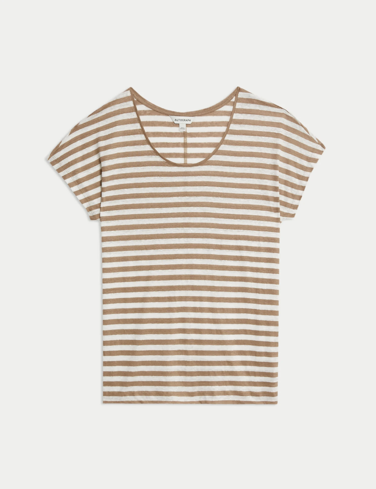 Pure Linen Striped Cap Sleeve T-shirt 2 Pure Linen Striped Cap Sleeve T-shirt - Image 2