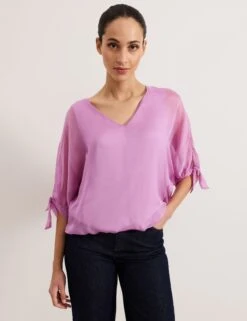 Pure Silk V-Neck Blouse