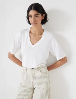 Reece Cotton Rich V-Neck Drapey T-Shirt