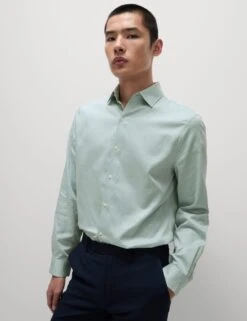 Regular Fit Pure Cotton Dobby Spot Shirt -Marks And Spencer Shop Regular Fit Pure Cotton Dobby Spot Shirt 5