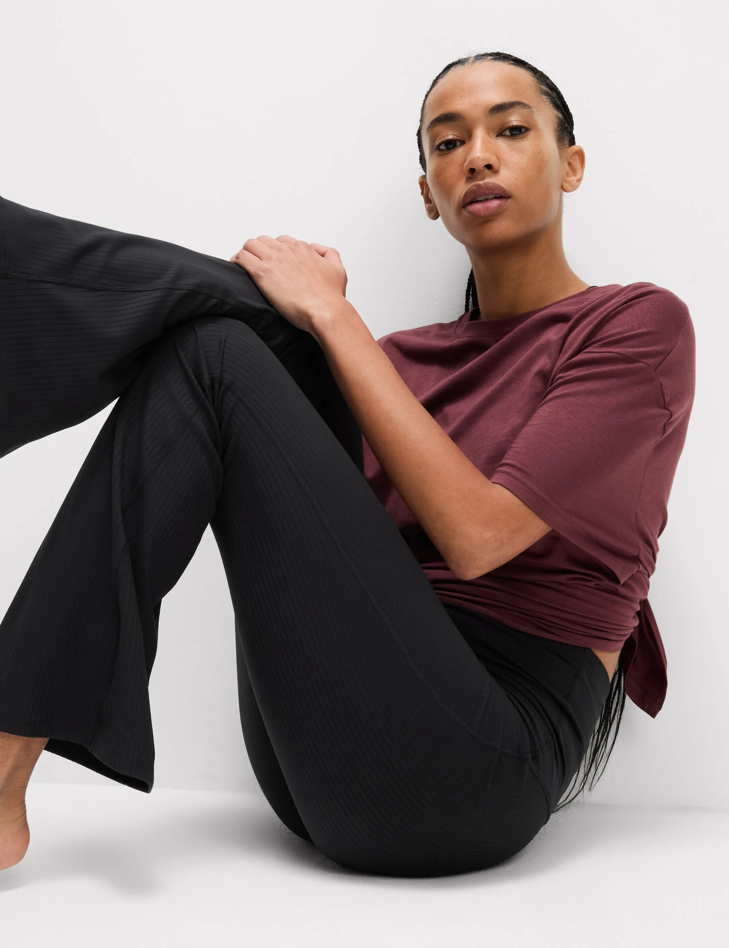 Ribbed High Waisted Flared Yoga Leggings 4 Ribbed High Waisted Flared Yoga Leggings - Image 4