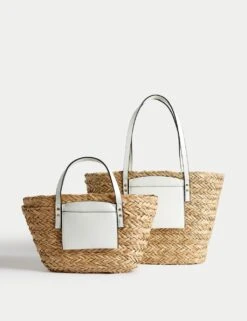 Straw Drawstring Tote Bag -Marks And Spencer Shop SD 01 T01 1124Y Z4 X EC 6