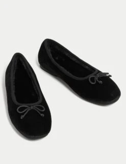 Velvet Bow Ballerina Slippers -Marks And Spencer Shop SD 01 T02 4199 Y0 X EC 90