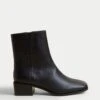 Leather Block Heel Square Toe Ankle Boots 41 Leather Block Heel Square Toe Ankle Boots -Marks And Spencer Shop SD 01 T02 7860 Y0 X EC 0