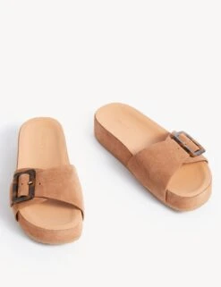 Suede Buckle Footbed Sliders -Marks And Spencer Shop SD 01 T02 8896A VS X EC 90