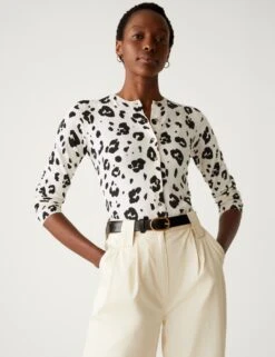 Animal Print Button Through Cardigan -Marks And Spencer Shop SD 01 T38 5765C Y8 X EC 2