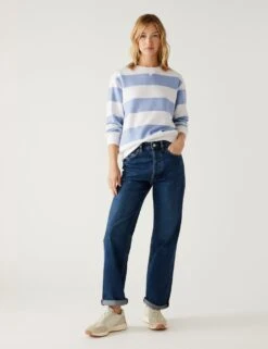 Cotton Rich Striped Crew Neck Sweatshirt -Marks And Spencer Shop SD 01 T41 1148C BB X EC 2