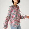Floral Tie Neck Relaxed Longline Blouse -Marks And Spencer Shop SD 01 T41 1888V A4 X EC 0