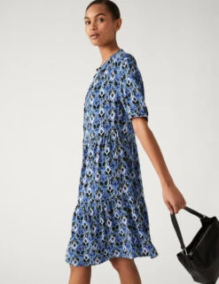 Printed Knee Length Shirt Dress