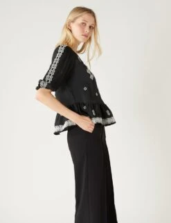 Satin Embroidered V-Neck Blouse -Marks And Spencer Shop SD 01 T43 5974 Y0 X EC 1