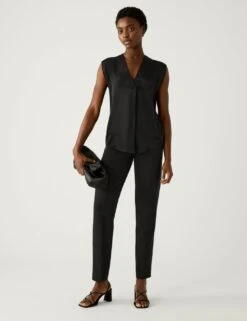 Satin V-Neck Popover Blouse -Marks And Spencer Shop SD 01 T43 5983 Y0 X EC 2