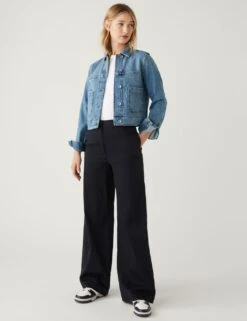 Denim Collared Cropped Jacket -Marks And Spencer Shop SD 01 T49 3200 QQ X EC 2