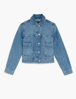 Denim Collared Cropped Jacket -Marks And Spencer Shop SD 01 T49 3200 QQ X EC 90