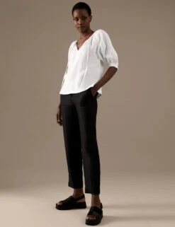 Pure Irish Linen Tie Neck Blouse -Marks And Spencer Shop SD 01 T50 2114T P6 X EC 2