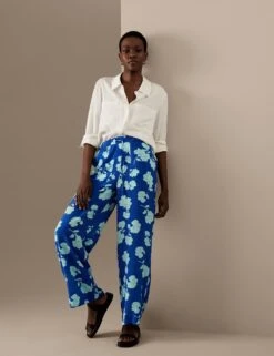 Printed Wide Leg Trousers -Marks And Spencer Shop SD 01 T50 8135T E4 X EC 2