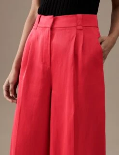 Linen Blend Pleated Wide Leg Trousers -Marks And Spencer Shop SD 01 T50 8140T TP X EC 2