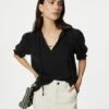 Pure Cotton Textured Notch Neck Blouse -Marks And Spencer Shop SD 01 T53 2028U Y0 X EC 0