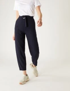 Woven Belted Tapered Ankle Grazer Trousers -Marks And Spencer Shop SD 01 T59 3335T F3 X EC 1
