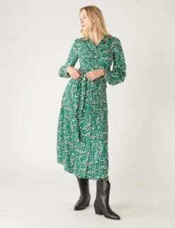 Animal Print Tie Front Midaxi Shirt Dress -Marks And Spencer Shop SD 01 T69 1564 J4 X EC 1